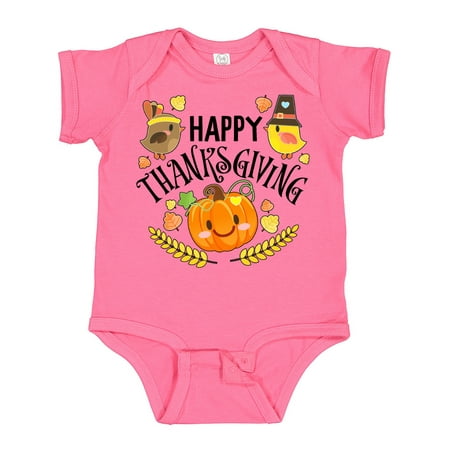 

Inktastic Happy Thanksgiving- Autumn Birds Pumpkin Gift Baby Boy or Baby Girl Bodysuit