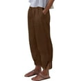 thumbnail image 2 of Stephy Womens Daily Elastic Waist Pockets Straight Solid Color Casual Pants Loose Long Trousers, Brown, 3XL, 2 of 7