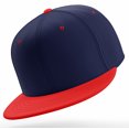 thumbnail image 3 of Daxton Classic Blank Snapback Flat Bill Visor Hat Cap Adjustable Back - Navy Red, 3 of 3