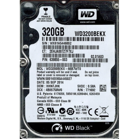 Western Digital WD3200BEKX-66B7WT0  DCM:HHNTJHK 320GB