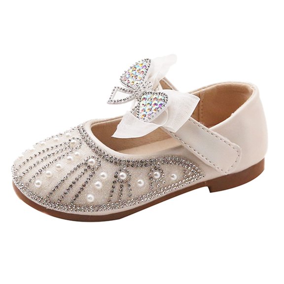 Otqutp Children Nonslip Shoes Children Small Leather Shoes Soft Soles Fashion Little Girl Princess Shoes Rhinestone Single Shoes
