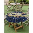 thumbnail image 3 of Outdoor Tablecloth with Umbrella Hole and Zipper, Merry Christmas Blue Round Table Cloth 60 Inch Waterproof Tablecloth, Xmas Snowflakes Polka Dot New Year Picnic Table Cover for Patio Camping, 3 of 7