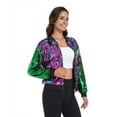 thumbnail image 6 of successthop Mardi Gras Jackets for Women Party Sequin Oversized Coat with Pockets Zip Long Sleeve Sparkly Outwear Purple, 6 of 9
