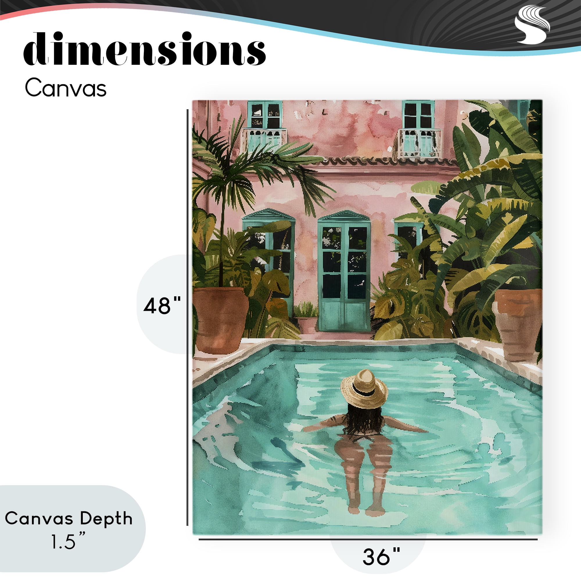 Stupell Industries Girl Swimming In Pool Canvas Wall Art, design by The Prints Vibe