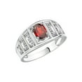 thumbnail image 3 of RYLOS Rings for Women Sterling Silver Ring Classic Style 7X5MM Oval Gemstone &  Diamond Ring January Garnet Jewelry Size 8, 3 of 7