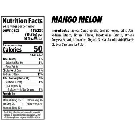 Honey Stinger-Mango Melon flavor with 50mg Caffeine-Rapid Hydration Mix- PERFORM-10 Count