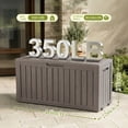 thumbnail image 2 of MINDYES 85 Gallon Deck Box, Waterproof UV Resistant Outdoor Storage Box for Garden Backyards, Light Brown, 2 of 7