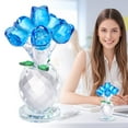thumbnail image 2 of Rose Crystal Flower Figurine with Vase | Glass Rose Gift for Women, Wife, Girlfriend, Mom | Perfect for Valentine's Day, Birthdays, Anniversaries, and Home Decoration, Blue, 2 of 9