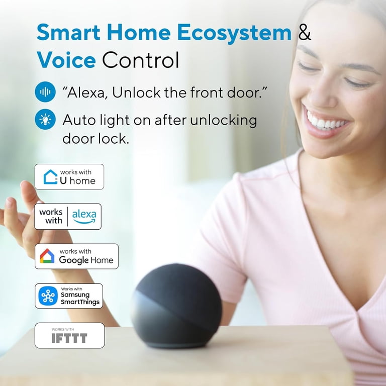 ULTRALOQ U-Bolt Pro Smart Lock + Bridge Adaptateur WiFi, Pêne dormant