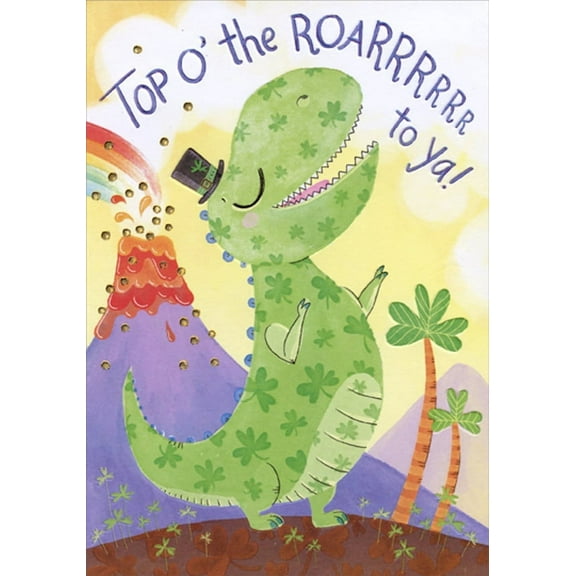 Designer Greetings Roaring Dinosaur Juvenile St. Patrick's Day Card for Boy