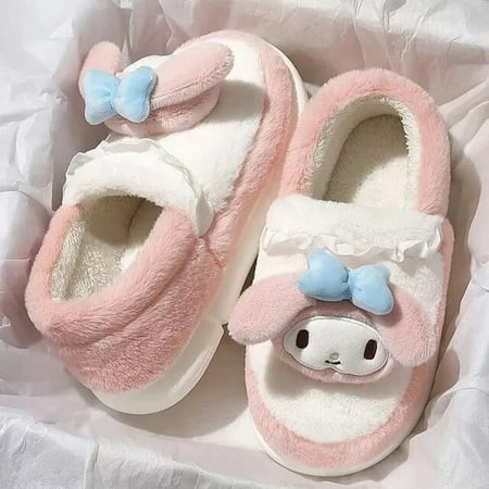

Anime Sanrio Hello Kittys Cinnamoroll Fuzzy Slipper Cotton Slippers Comfort Shoes Winter Contton Warm Kawaii Anti Slip Shoes