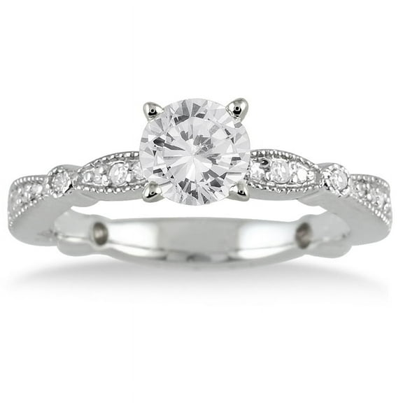SZUL Women's AGS Certified 1 Carat TW Diamond Engagement Ring in 14K White Gold (J-K Color, I2-I3 Clarity)