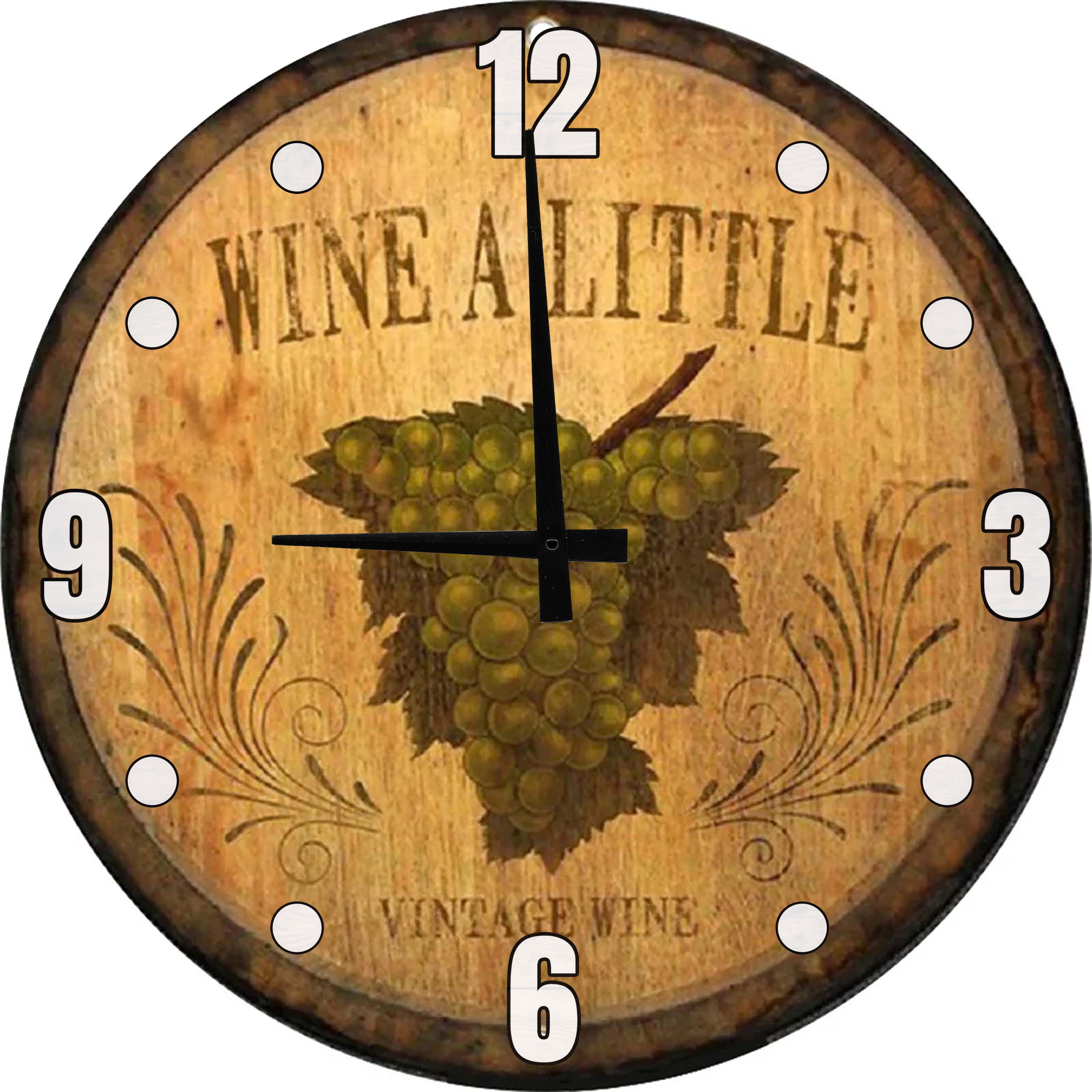 Wood Wall Clock Wine a Little Vintage Home Large Wall Clock 18 Inch Round