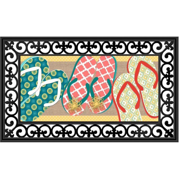 Evergreen Flag Seasonal Sassafras Interchangeable Mat and Tray Happy Place Flip Flops