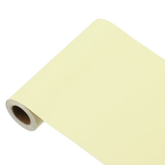 Uxcell 197"x5.9" Milk Yellow Wallpaper, Peel and Stick Wallpaper, Yellow Contact Paper Solid Color Vinyl Self-Adhesive Wall Paper Decorative for Wall Covering