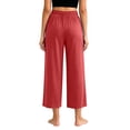thumbnail image 5 of ROHUUQUE Women's Pajama Pants Cotton Blend Wide Leg Loose Drape Cropped Casual Elastic Waist Home Sleep Bottoms Lounge, 5 of 9