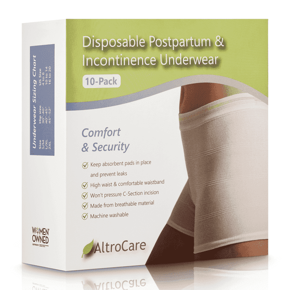 AltroCare 10-Pack Disposable, Postpartum and Incontinence Mesh Underwear - Size L/XL