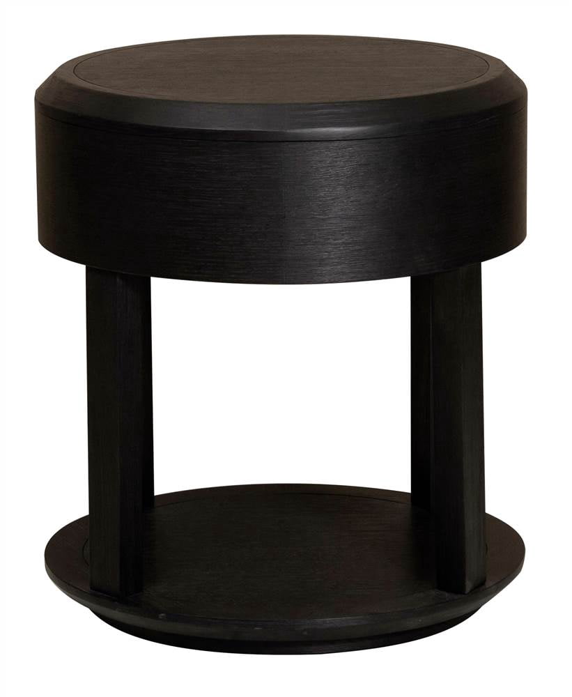 Modern Minimalist 1 Drawer Nightstand in Tuxedo Black