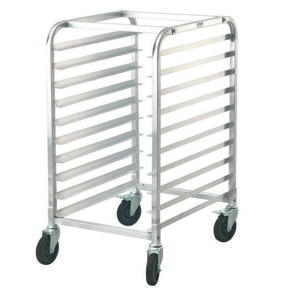 Kitchen Baker's Racks Bun Pan Rack, 10-Tier Commercial Bakery Racks with Brake Wheels, Aluminum Racking Trolley Storage for Half & Full Sheet, Speed Rack For Kitchen Home, Bread Baking Equipment, 26"