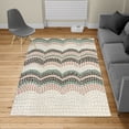 thumbnail image 2 of Tiles Turkish Area Rug, Gradient Colored Mosaic Waves Setting Antique Roman Royal Dated Retro Patterns, Soft Carpet for Living Room Decor with Distressed Look, 4' X 5.7', Reseda Green, by Ambesonne, 2 of 4
