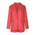 thumbnail image 4 of Women Suit Sets for Women Zpanxa 2 Piece Outfits for Women, Long Sleeve Solid Color Blazer with Pockets Shorts Suit Sets, Open Front Blazer and Short Pants Suit Sets Pink 3XL, 4 of 4