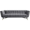 thumbnail image 4 of Modern Contemporary Urban Design Living Room Lounge Club Lobby Sofa, Velvet Fabric, Grey Gray, 4 of 4