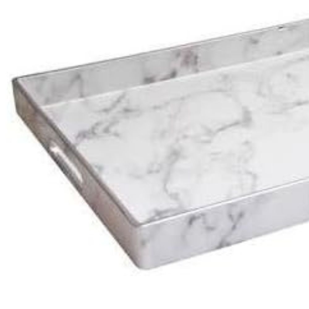 American Atelier, Marble White Gray, Rectangular, Polypropylene Serving Tray with Handles, 14X19" - image 4 of 6