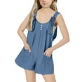 thumbnail image 5 of Summer Savings Clearance 2025! THDHVS Girls Romper,Rompers for Girls,Kids Summer Strap Short Adjustable Shoulder Strap Jumpsuit Sleeveless Loose Overalls Cute Rompers Dark Blue 7-8 Years, 5 of 6