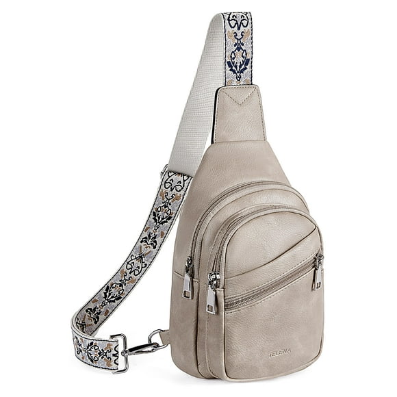 Bolso Bandolera Telena de Cuero Vegano en Gris Nube para Mujer