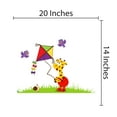 thumbnail image 3 of KIDS ROOM - Adhesive Multicolored Animal Décor Sticker Giraffe Flying Kite Bird & Snail Design Kids Bedroom Playroom Removable Vinyl Wall Decal 20" x 14", 3 of 5