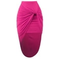 thumbnail image 1 of A2Y Women's Sexy High Waist Draped Wrap Hi Low Pencil Skirt Fuchsia L, 1 of 3