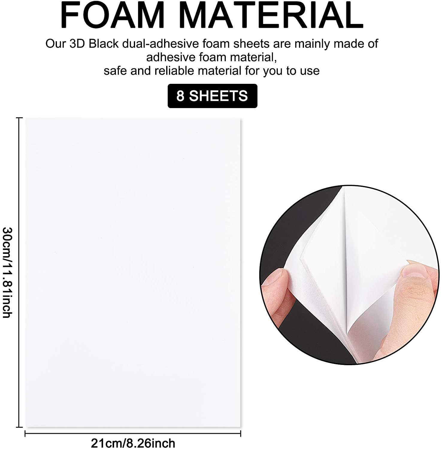 10PCS Self Adhesive Backed Foam Sheet 12x8 Inch White Nonslip EVA Foam Pad Mat with Double Adhesive Back for Furniture Doors 2mm Thick