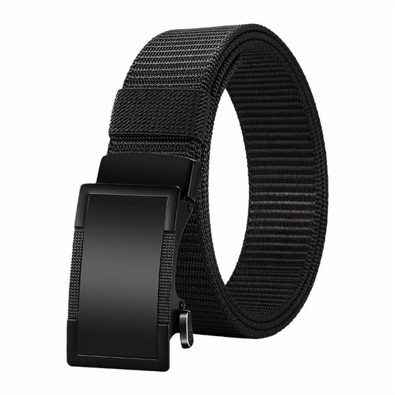 Men's Nylon Ratchet Belt, Casual Web Click Belt with Slide Buckle for Jeans, No Holes Adjustable Trim to Fit，Width 1.38in