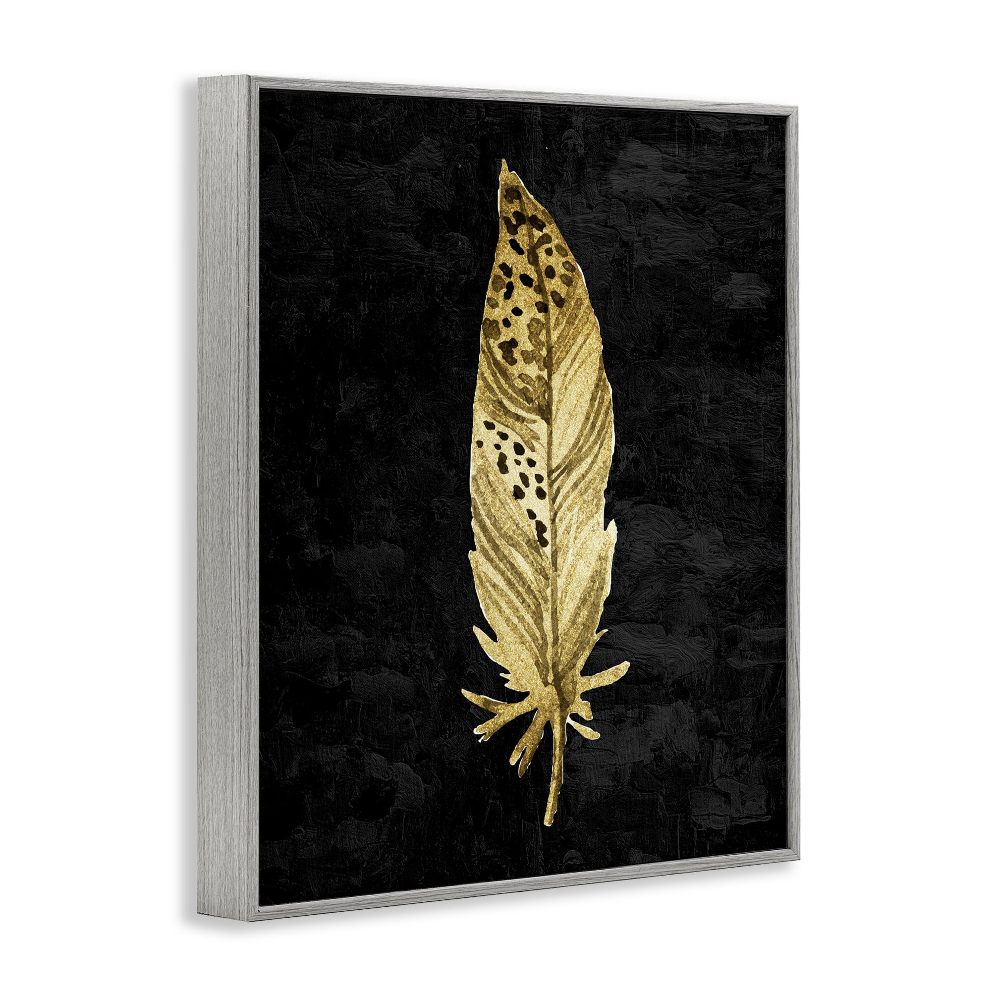 Speckled Feather on Black Gray Framed Giclee Art, design by Kim Allen