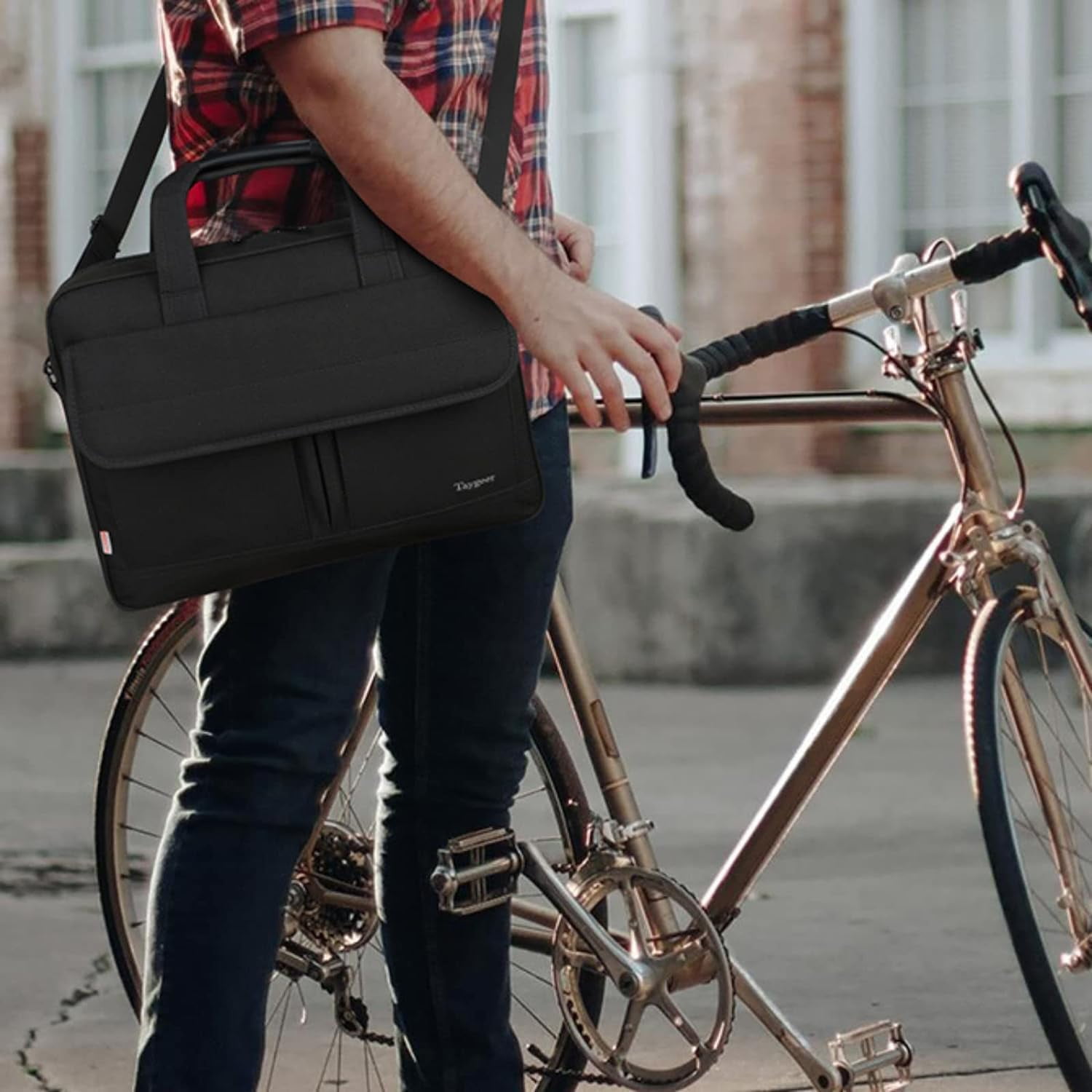 Taygeer Laptop Briefcases for Men, 15.6in Waterproof Work Bag with Laptop Compartment, Black