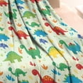 thumbnail image 3 of LightGreen Cartoon Dinosaurs Colorful Elements Pattern Blanket,Comfortable Soft Lamb Wool Throw Blanket,All Season,Warm Lightweight Blankets for Sofa Bed Couch Living Room Chair,30"x40", 3 of 4