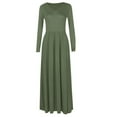 thumbnail image 5 of Rejlun Ladies Maxi Dresses Crew Neck Dress Solid Color Swing Sexy Holiday Grass Green S, 5 of 6