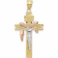 thumbnail image 1 of 10K Yellow Gold Tri-Color Large Draped Inri Crucifix Pendant (32 X 15) Made In United States -Jewelry By Sweet Pea, 1 of 5