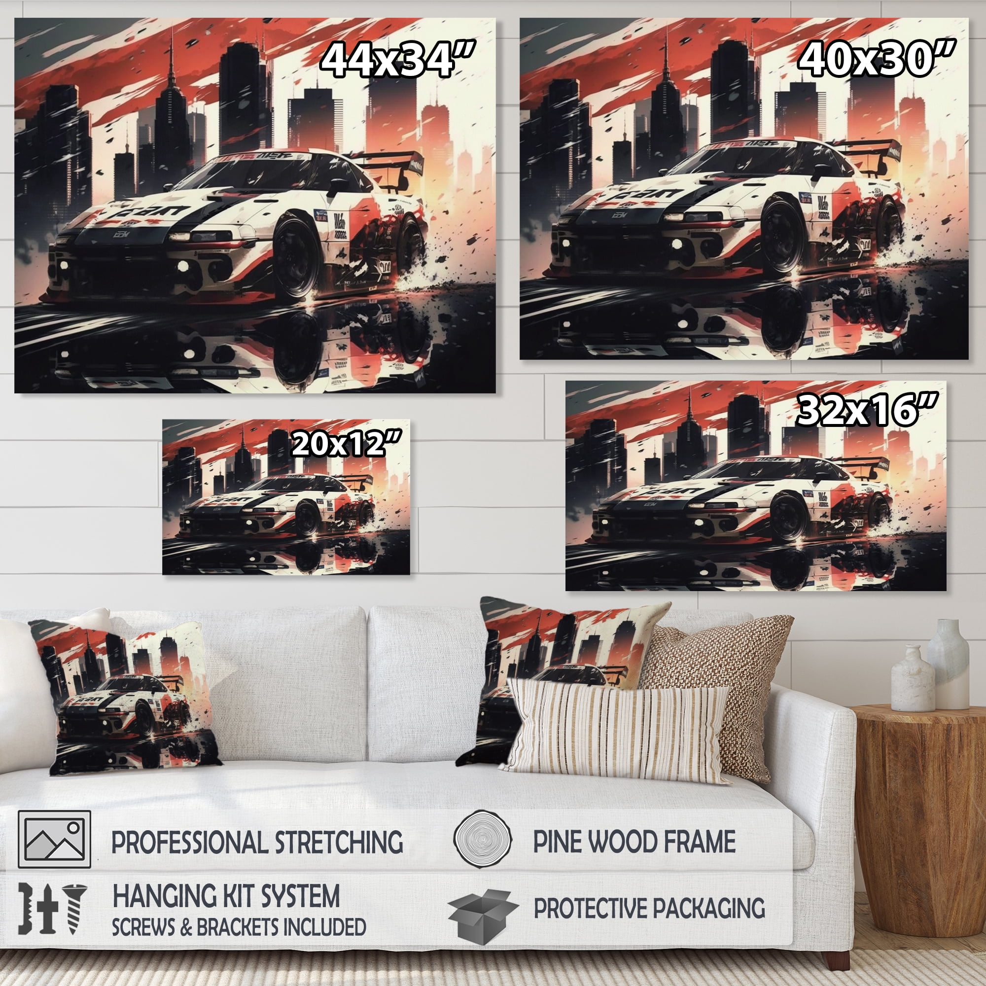 Designart Tokyo Japan Driving Car III Canvas Wall Art