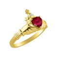 thumbnail image 3 of RYLOS Rings 14K Yellow Gold Claddah Love, Loyalty & Friendship Ring Heart 6MM Gemstone & Diamond Claddagh Rings July Ruby Jewelry Size 10, 3 of 7