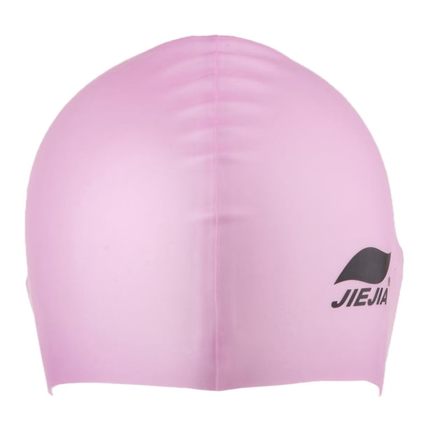 Gorro de natación de silicona antideslizante de color sólido impermeable para nadar Rosado