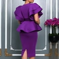 thumbnail image 2 of Women's Vintage Cap Sleeve Bodycon Peplum Business Formal Work Pencil Midi Dress, 2 of 7