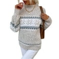 thumbnail image 2 of Christmas Knit Sweater Women's Turtleneck Snowflake Pullover for Fall and Winter, Festive and Warm, Ideal as Christmas Sweaters for Women and Christmas Gifts,Khaki,Size S, 2 of 4