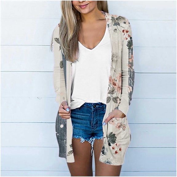 YueHuiYing Women's Lightweight Cardigan Open Front Long Sleeve Casual Loose Thin Cardigans with Pockets 2026