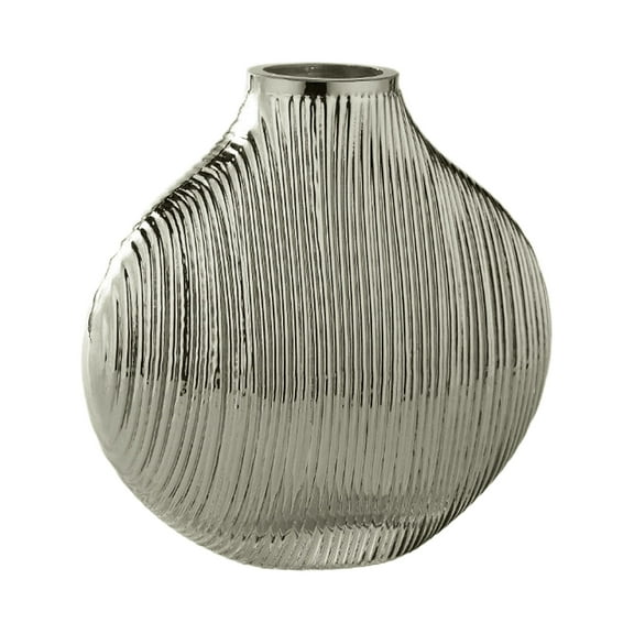 CC Home Furnishings Handblown Ribbed Glass Floral Vase - 7" - Silver