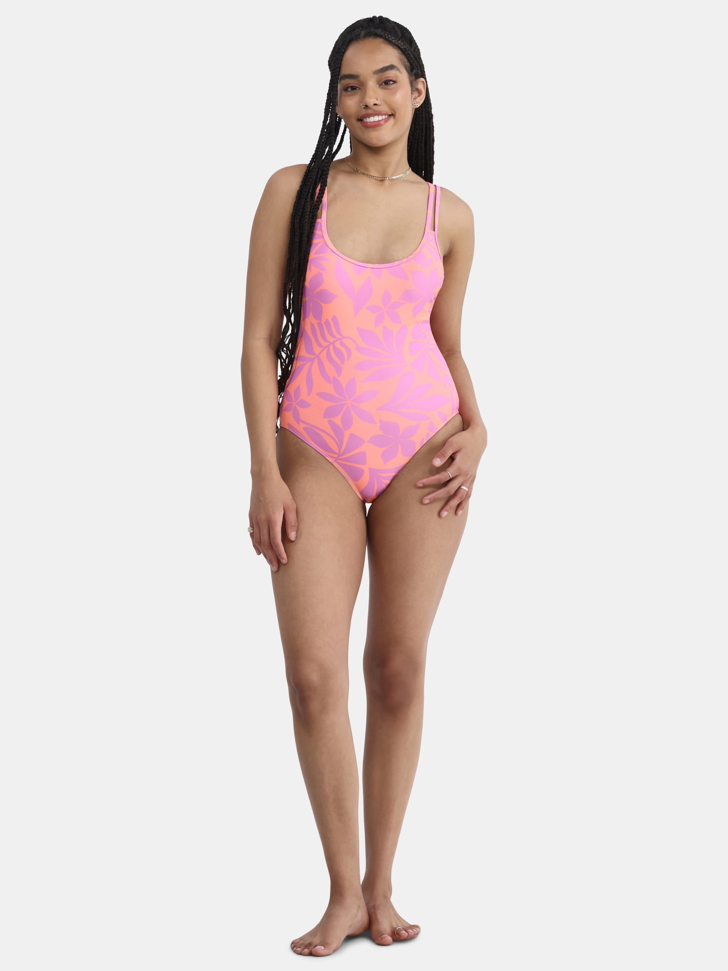 No Boundaries Women's High Leg One Piece Swimsuit, Sizes XXS-XXL