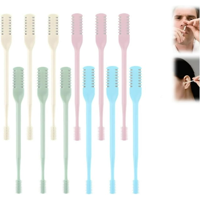 2-in-1 Nasal Hair Cutter with Ear Pick, 360° Rotating Trimmer (12pcs Mix)