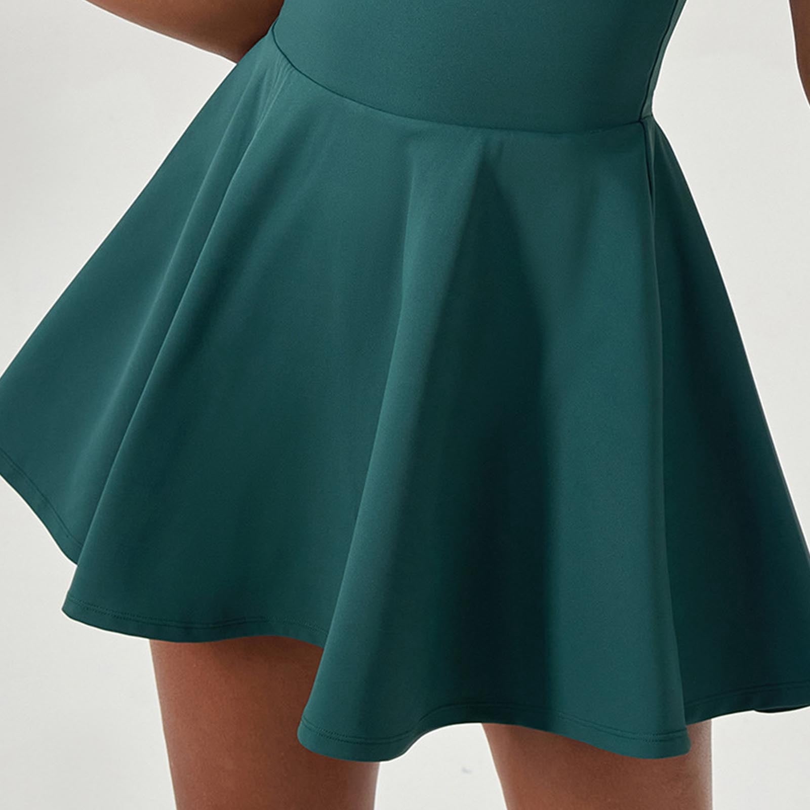Htigea Tennis Dress for Women Backless Halter Athletic Dress Summer Collared Golf Workout Mini Dresses Green L