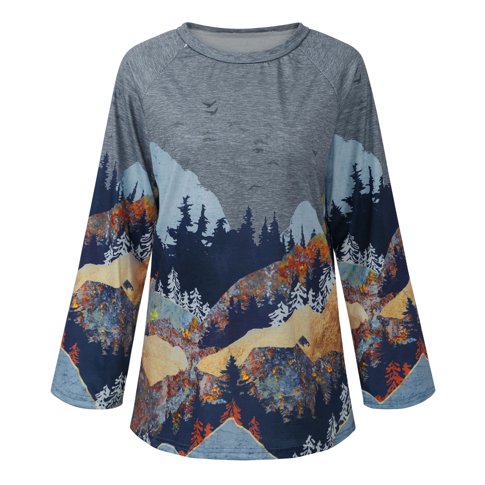 mountain printed crew neck casual sweatshirt