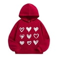 thumbnail image 2 of SGFCWSX Kids Oversized Hoodie Girls Lightweight Sweatshirt Heart Print Fall Pullover Top Red Size 4 Years, 2 of 3